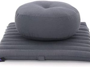 Meditation Cushion Set – Yoga Pillow and Mat Filled with Kapok, Anthracite