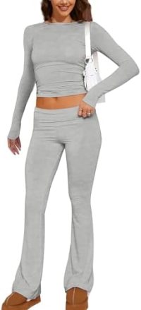 Women's Yoga Lounge Sets Crew Neck Long Sleeve