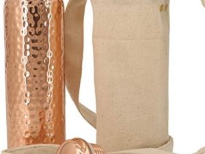 Kitchen Science Copper Water Bottle (32oz/950ml) w/a Carrying Canvas Bag